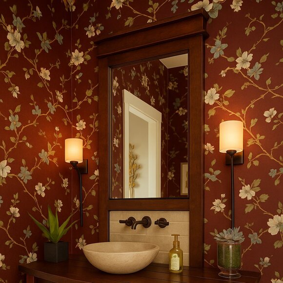 Vintage 1980s Brown Floral Wallpaper - Picture 7 of 11